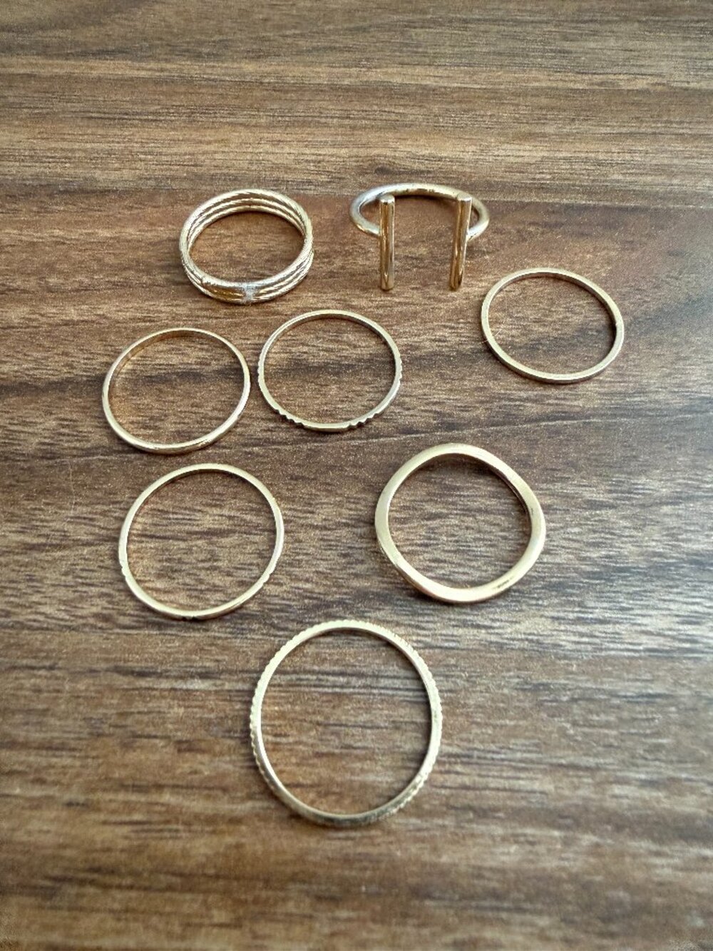 Gold Tone Stacking Ring Set Lot of 8 Boho Minimalist Band Rings Forever 21